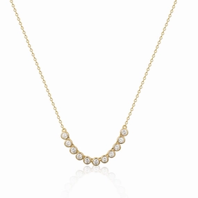 Gold-plated Sterling Silver Bezel Set CZ Soft Bar Necklace Charming Accent Minimal Accent