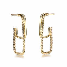 Gold Plated Sterling Silver Double Rectangular "Hoop" Earrings Daily Collection