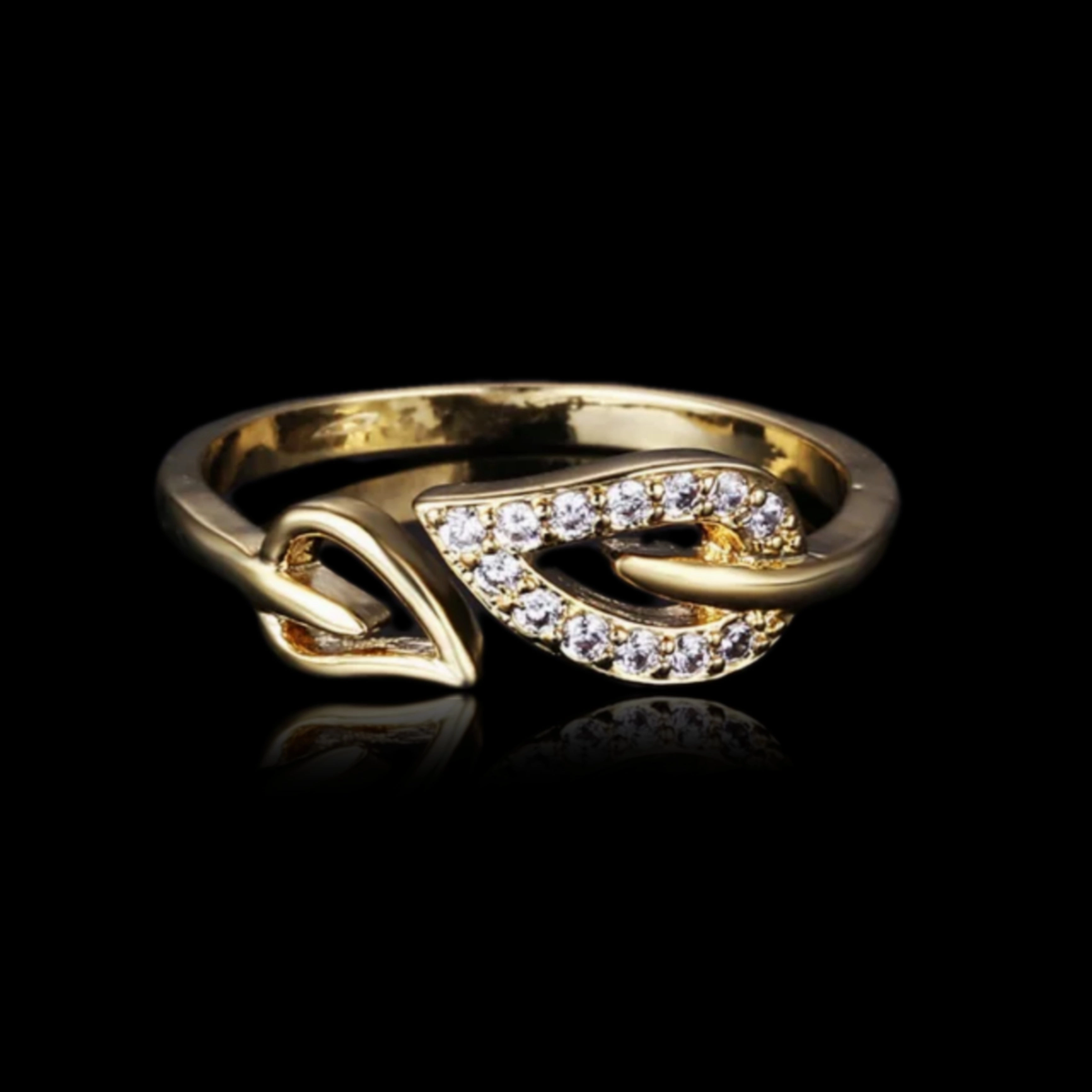 Shiny Finish Soft Statement Gold Plated Sterling Silver Double Twisted Teardrop Elegant Open Ring