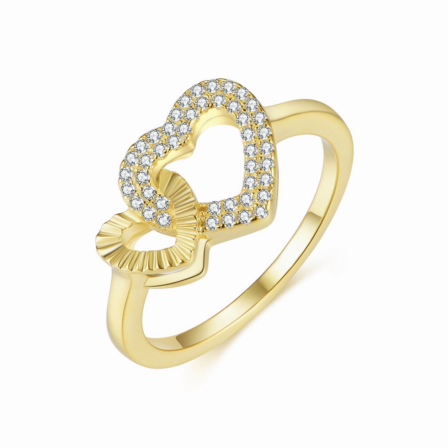 Chic Evening Casual Style Gold-plated Sterling Silver Micropave Interlocking Shapes Ring