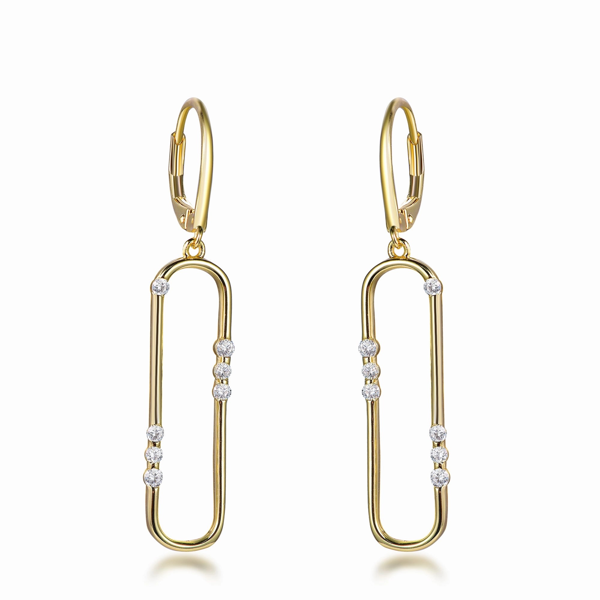 Gold Plated Sterling Silver "Diamond" Accent Paperclip Earrings Golden Accent Custom Feel