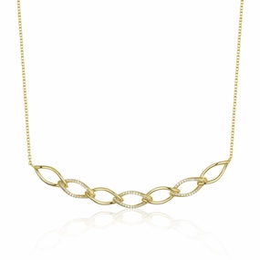 Gold Plated Sterling Silver Twisted Bar With CZ Necklace Formal Accessory Elegant Touch Pieces