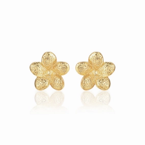 Understated Feature Sophisticated Element Gold Plated Surgical Steel 5 Petal Flower Stud Earrings