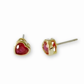 Graceful Charm Subtle Feature Gold Plated Surgical Steel Bezel Set CZ Heart Stud Earrings