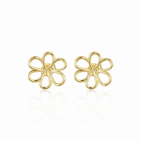 Trendy Glow Gold-plated Surgical Steel Outline Flower Stud Earrings