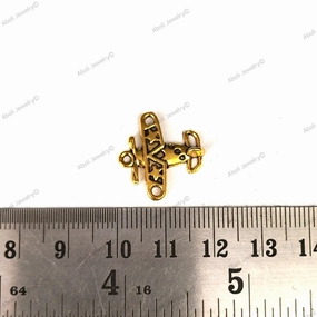 Ocean Breeze Golden aircraft Charms airplane plane travel fly pilot air hostess CHMG143 2 charms