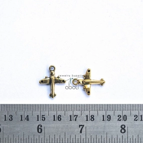 Pure Form Custom Piece Golden airplane Charms airplane plane travel CHMG142 2 charms