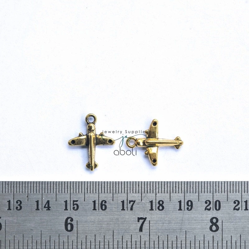 Pure Form Custom Piece Golden airplane Charms airplane plane travel CHMG142 2 charms