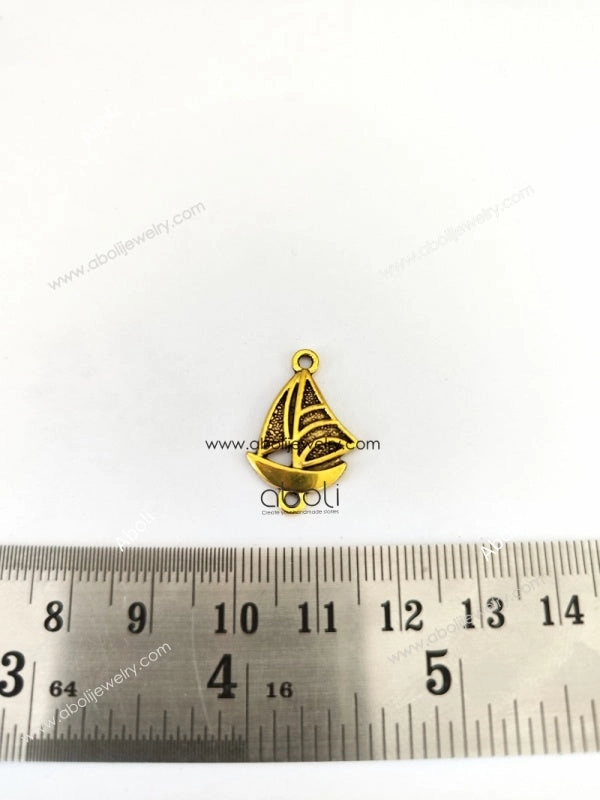 Golden boat Charm nautical ocean sea travel voyage CHMG132 1 charm Timeless Line