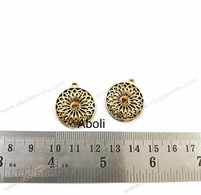 Golden Charm mandala motif filigree motif floral theme CHMG67 2 charms Elegant Treasures Event Ready