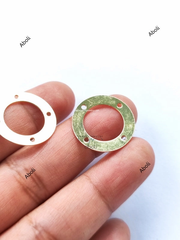 Holiday Glow Bridal Choice Golden disc connector with 4 holes Flat Metal donut connector Jewellery Component Glossy finish MACU15