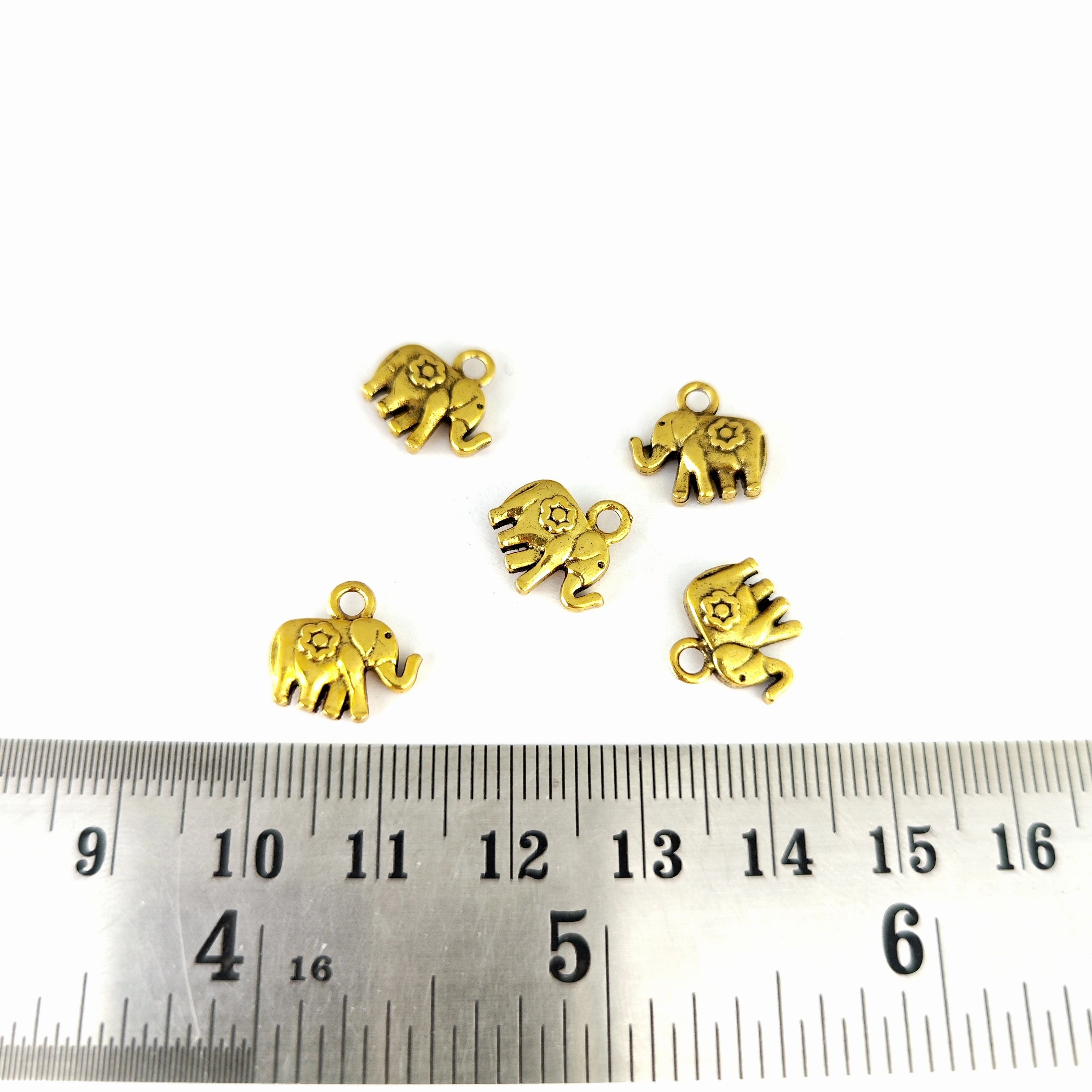 Style Essential Golden elephants Charm elephant dangle charms nature animal luck wildlife travel CHMG138 5 charms