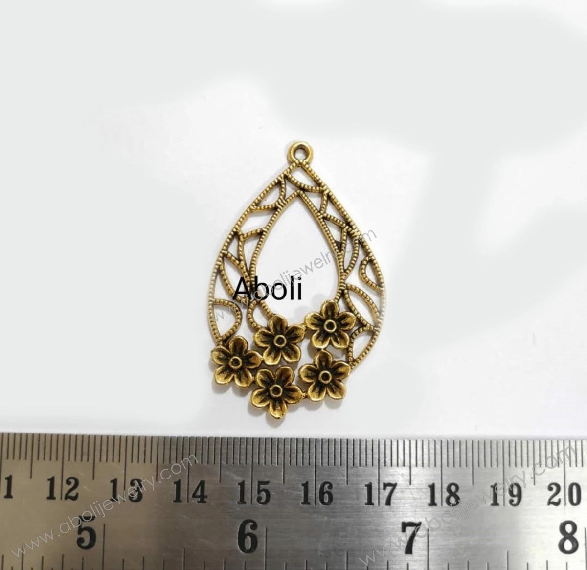 Polished Craft Golden filigree drop Charm with flowers resin earrings frame CHMG86