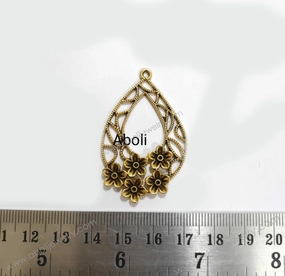 Polished Craft Golden filigree drop Charm with flowers resin earrings frame CHMG86