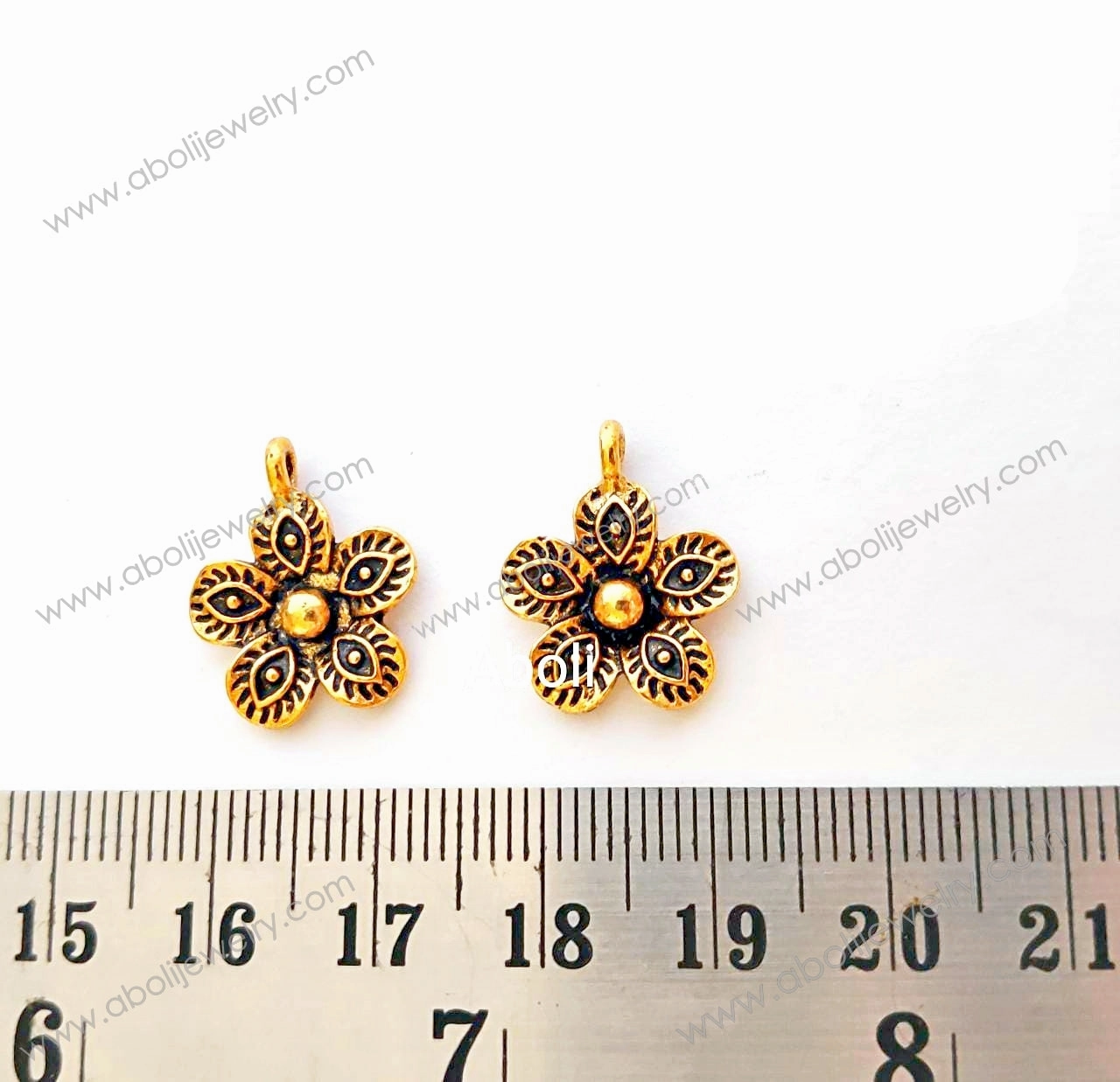 Golden flowers Charm floral dangle charms necklace earrings dangle charms CHMG14 2 charms Delicate Details