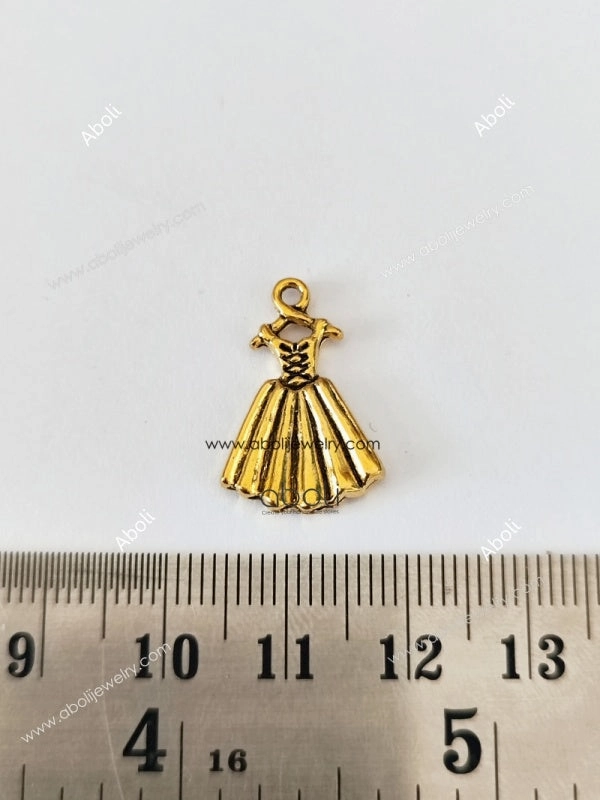 Golden gown charm golden dress charm CHMG122 1 charm Special Accent