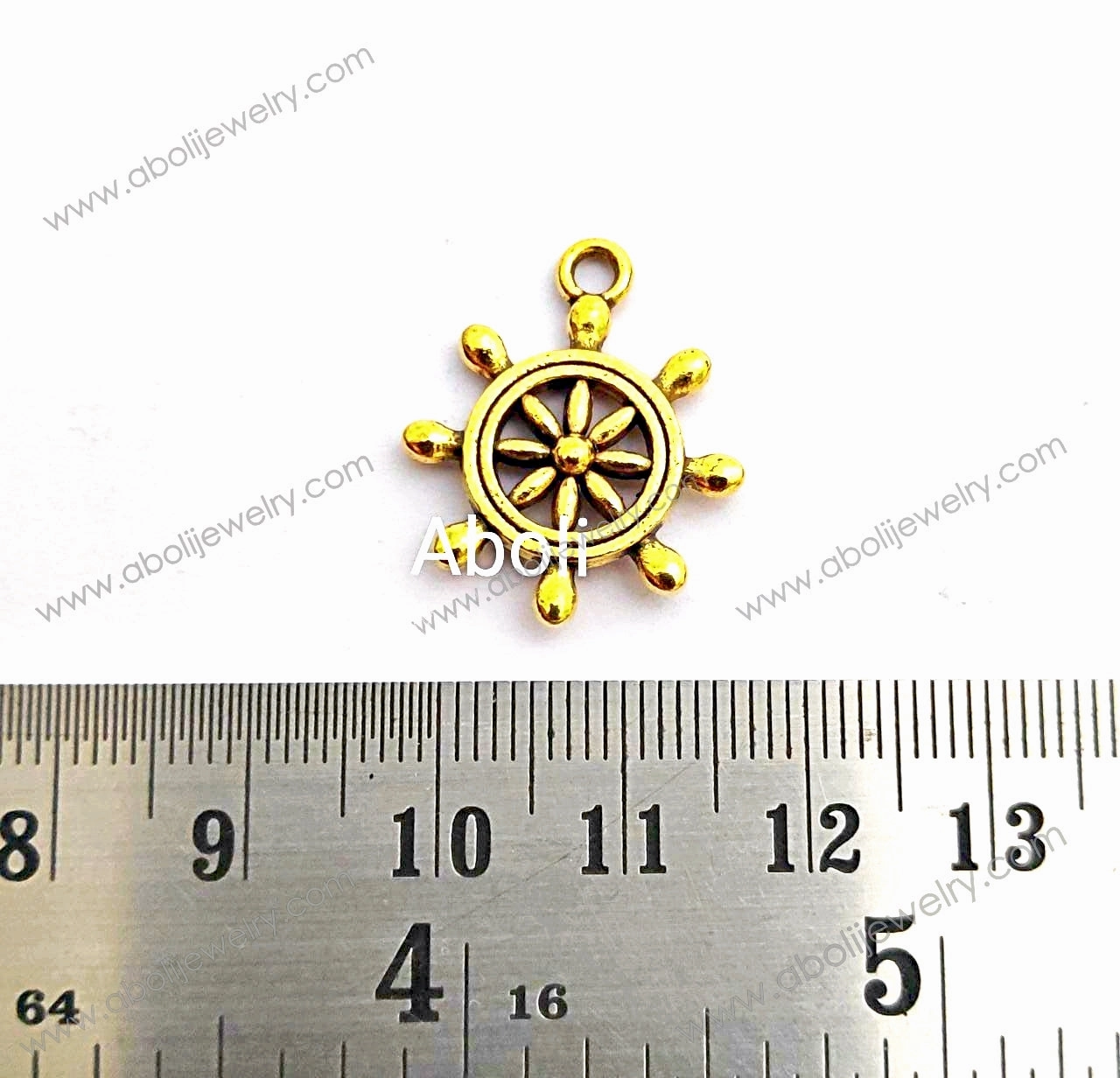 Work Ready Smooth Glow Golden helm Charm helm, ship??s wheel boat wheel charm nautical theme, ocean, sea, beach  CHMG11 1 charm
