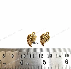 Sculpted Feature Shine On Golden leaf Charm leaves nature ???? charm CHMG90 2 charms