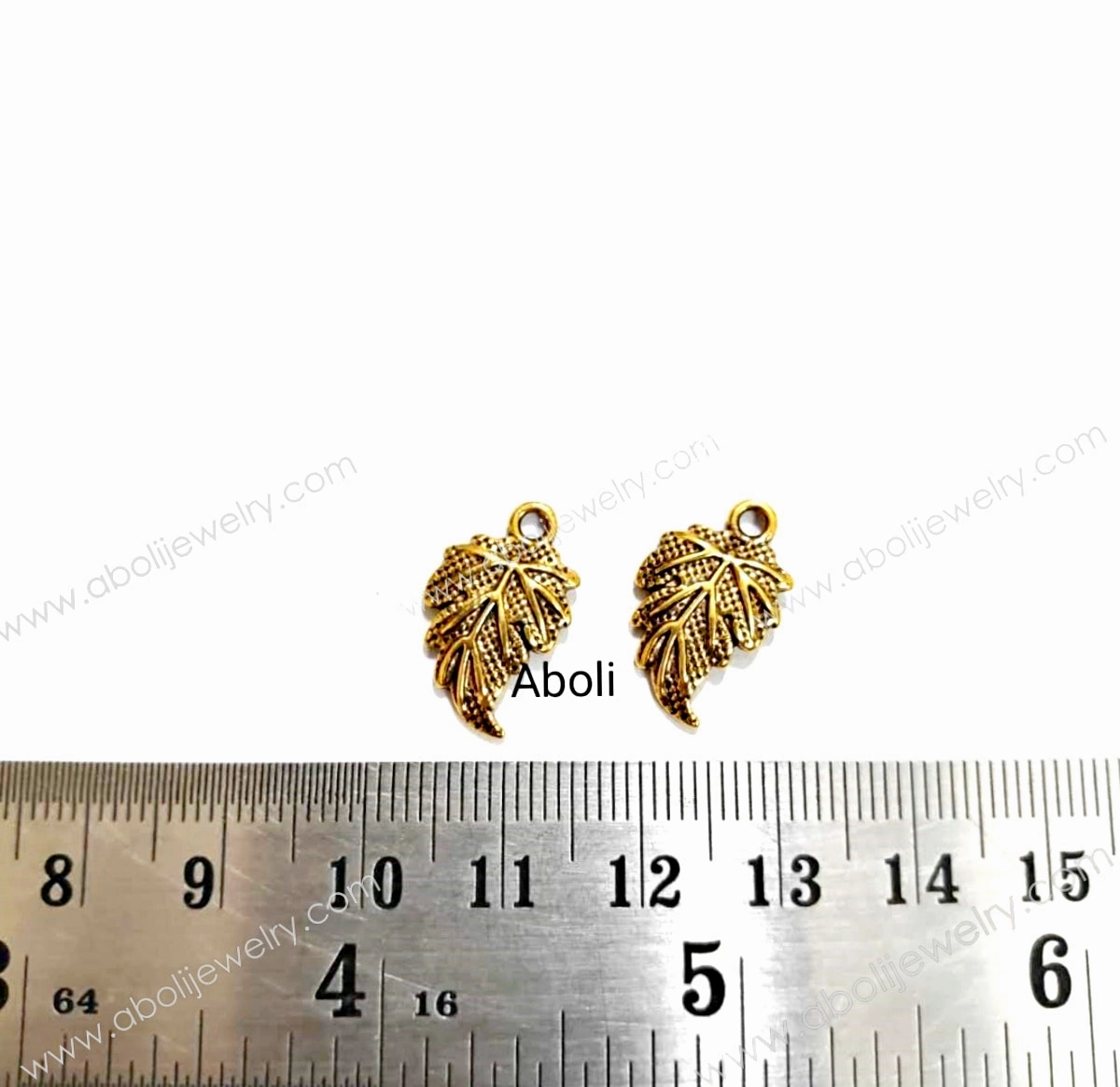 Sculpted Feature Shine On Golden leaf Charm leaves nature ???? charm CHMG90 2 charms