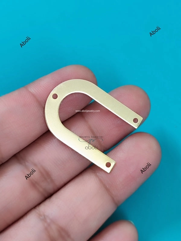 Golden Metal Arch Connector Jewellery Component MACU3 glossy 3 hole connectors Polished Spark