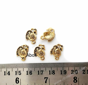 Golden peacock connectors Charm bracelet connector CHMG42 5 charms Fashionable Glow