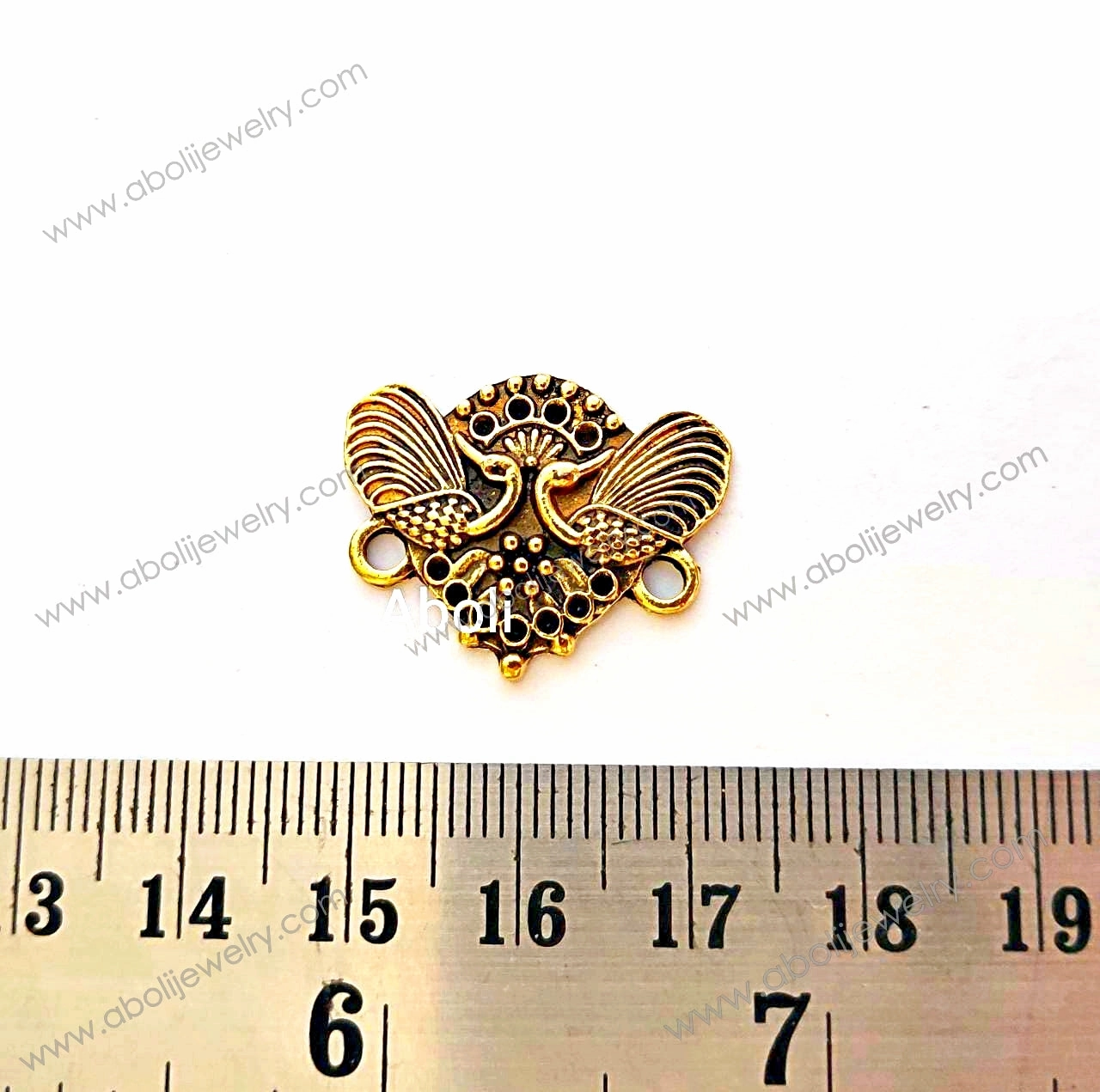 Golden peacocks pair connector Charm CHMG15 1 charm Gift Ready Street Style