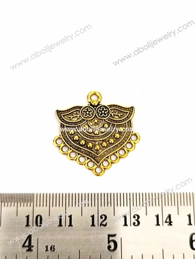 Golden pendant paisley motif earrings findings fabric jewellery supplies GP46 Night Accent Delicate Style