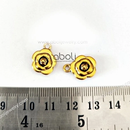 Artistic Accent Glimmer Accent Golden rose Charm floral charms flower, rose CHMG126 2 charms