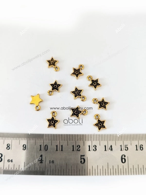 Refined Vibe Golden star Charms stars bezel tray charms resin bezels CHMG123 10 gm
