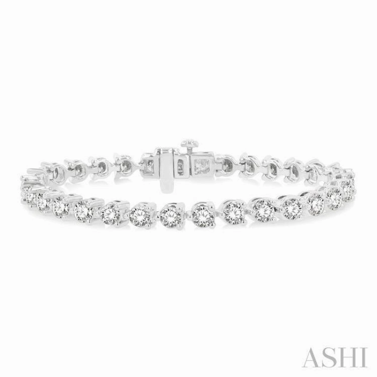 10 Ctw 3 Prong Round Cut Diamond Tennis Bracelet in 14K White Gold Signature styles Joyful Synchronicity