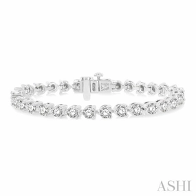 10 Ctw 3 Prong Round Cut Diamond Tennis Bracelet in 14K White Gold Signature styles Joyful Synchronicity
