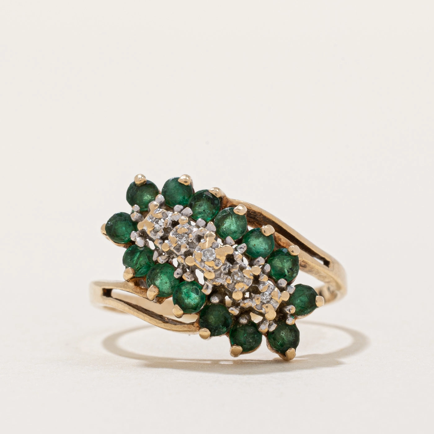 Delicate Look Alluring Design Emerald & Diamond Waterfall Ring | 0.70ctw, 0.015ctw | SZ 7.5 |