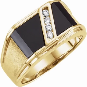 Minimal accessory 14K Yellow Onyx & 1/8 CTW Diamond Bezel-Set Ring