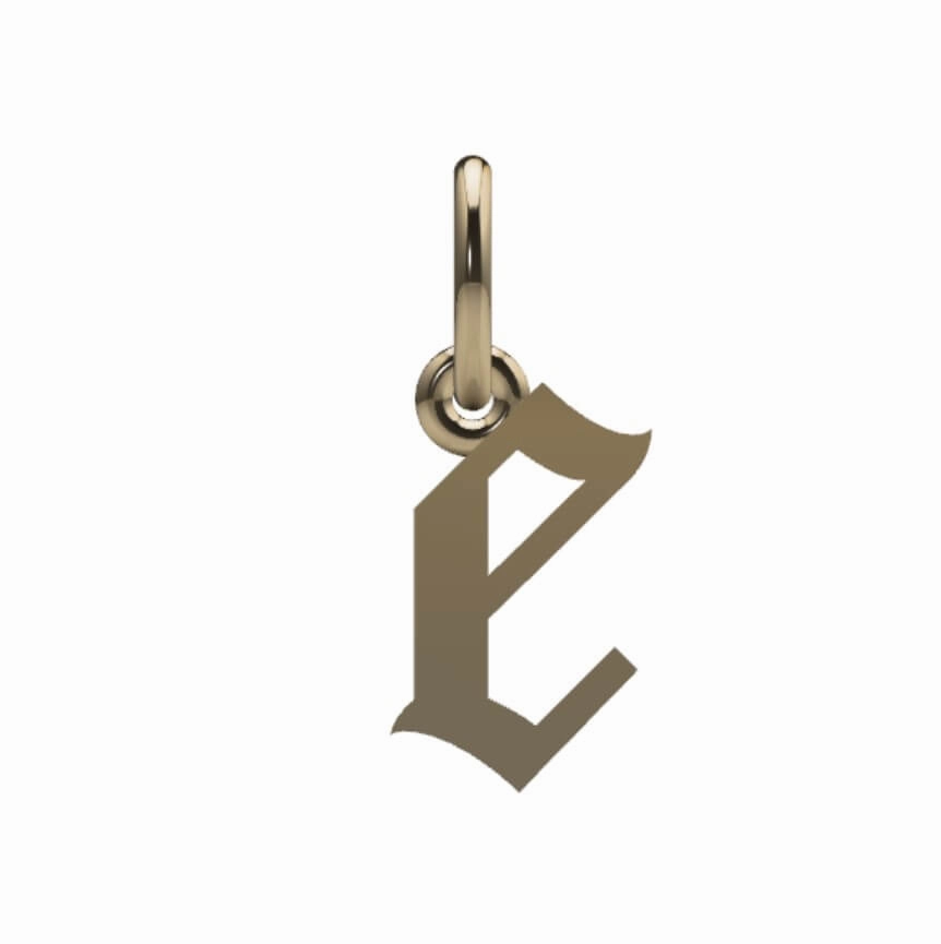 Polished Sparkle Gothic Initial Pendant