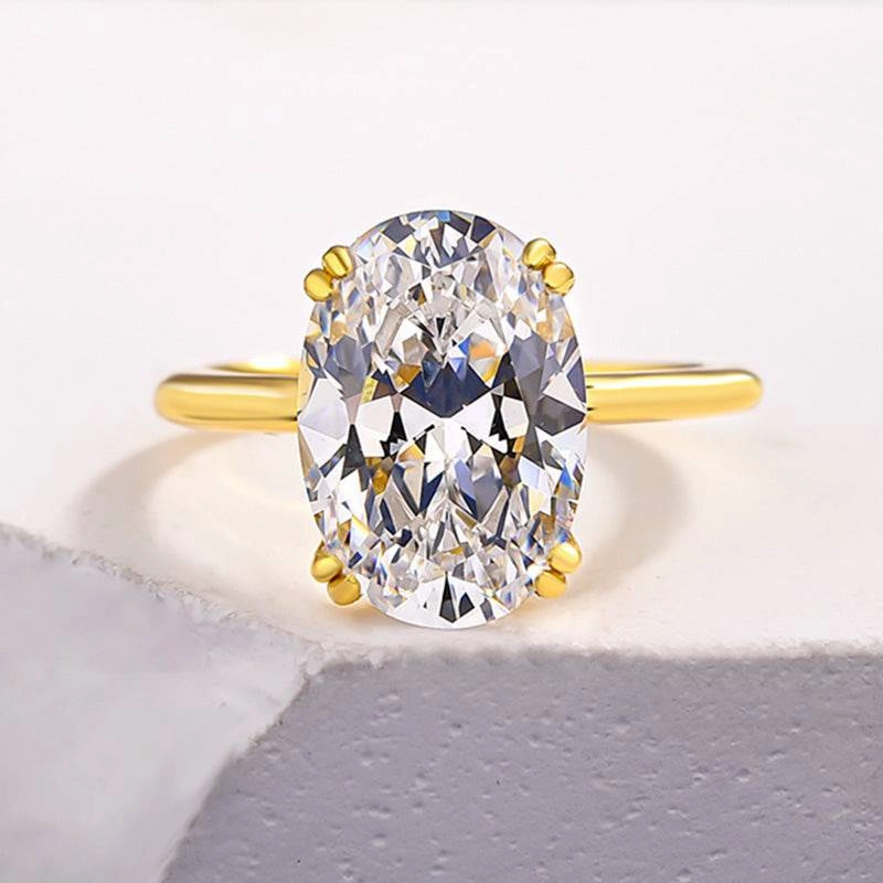 Louily Sparkle Oval Cut Engagement Ring In Sterling Silver Stylish Shape