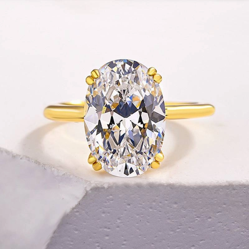 Louily Sparkle Oval Cut Engagement Ring In Sterling Silver Subtle Sparkle