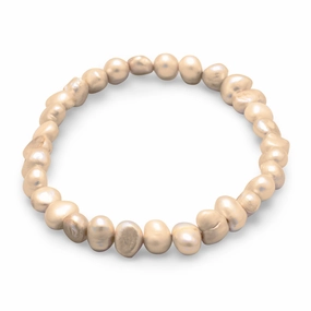 Party Style Tan Dyed Freshwater Cultured Freshwater Pearl Stretch Bracelet