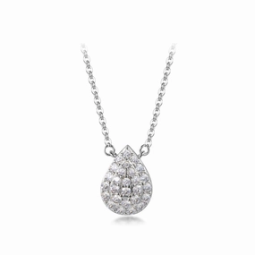 Sterling Silver Micropave CZ Pear Shaped Solitaire Necklace Bold Pieces Design Luxury Pick