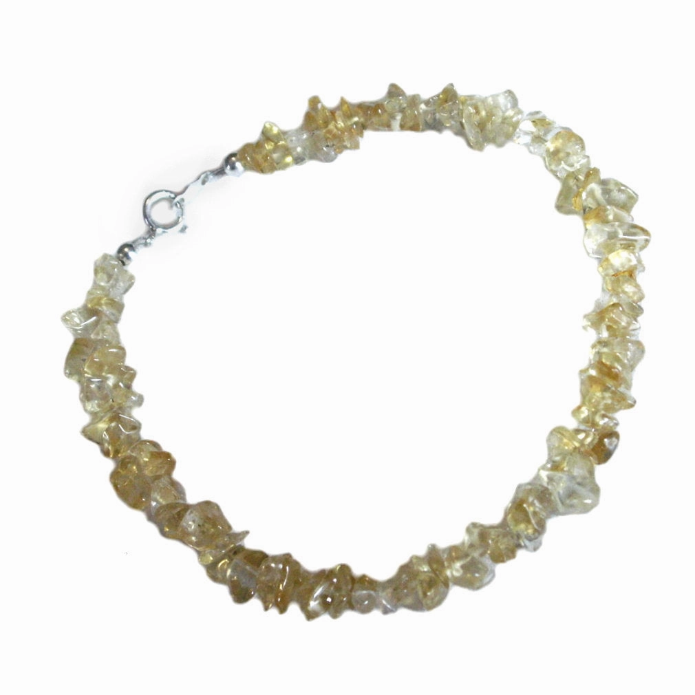 Timeless Shine Craftwork Minimal Aesthetic Genuine Citrine Gem Chip Bracelet Sterling Silver