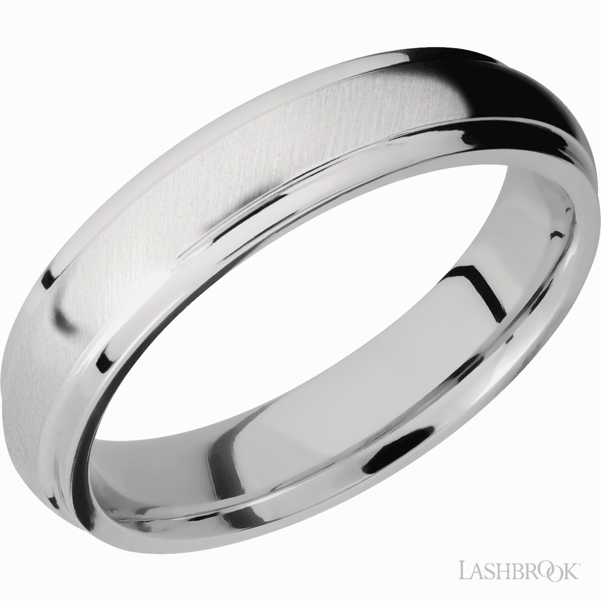 Leaf Motif Creative Present Grooved Edges Domed Wedding Band Cobalt Chrome 5mm