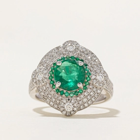 GRS Mariposa Colombian Emerald & Diamond Ring | 1.31ctw | 0.84ctw | SZ 6.5 Vibrant Glam Quick Style