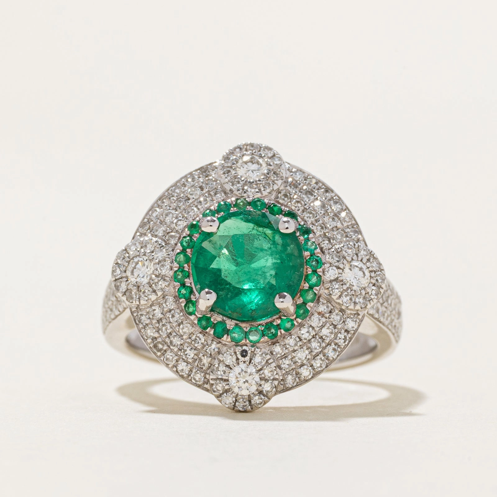 GRS Mariposa Colombian Emerald & Diamond Ring | 1.31ctw | 0.84ctw | SZ 6.5 Vibrant Glam Quick Style