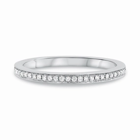 Half Pave White Diamond Wedding Band Delicate Item Soft Sparkle