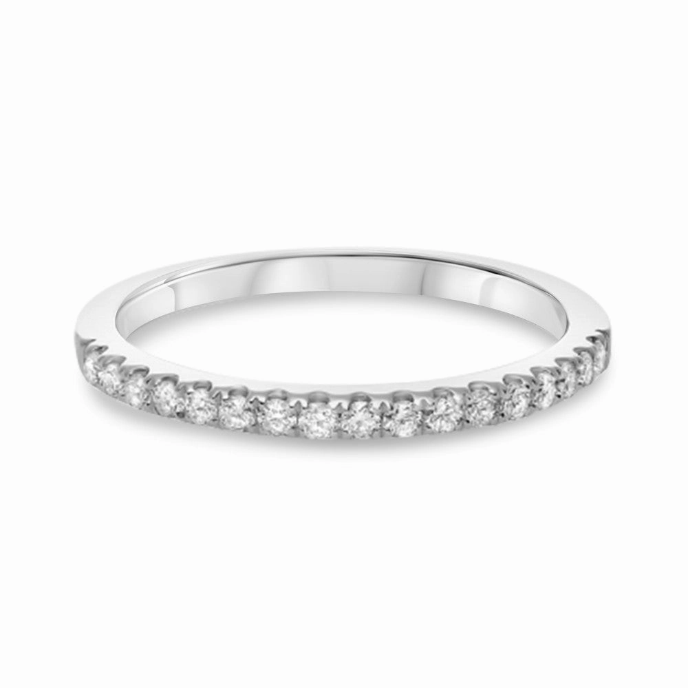 Modern Gift Half Pave White Gold & Diamond Band