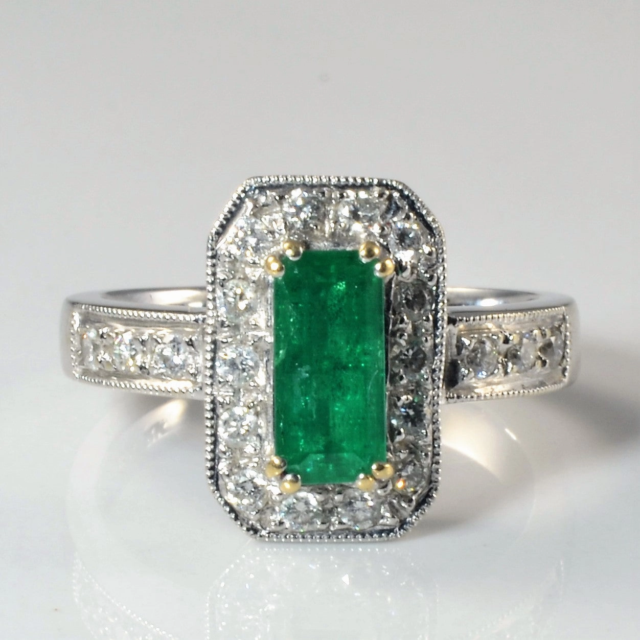 Halo Emerald & Diamond Ring | 0.30ctw, 0.70ct | SZ 6 | Chic Gifts Everyday Design