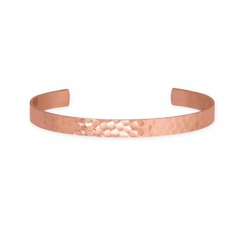 Shine Effect Fashionable Look Hammered Finish Copper Cuff Bracelet 6.8mm width - Made in the USA