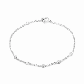Peaceful Vibe 14k White Gold 5 Station Diamond Bracelet, 0.20 Ctw
