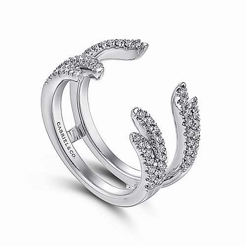 Comfortable Embellishment Pave Set Diamond Ring Enhancer 14K White Gold