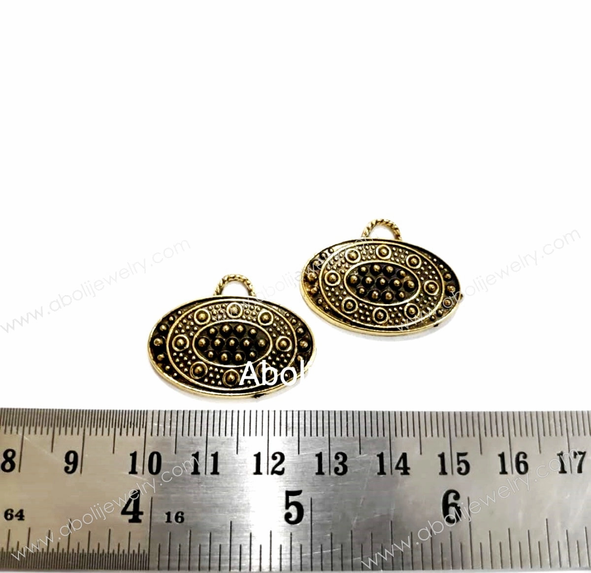 Shiny look Golden oval Charm resin bezel one sided CHMG70 2 charms