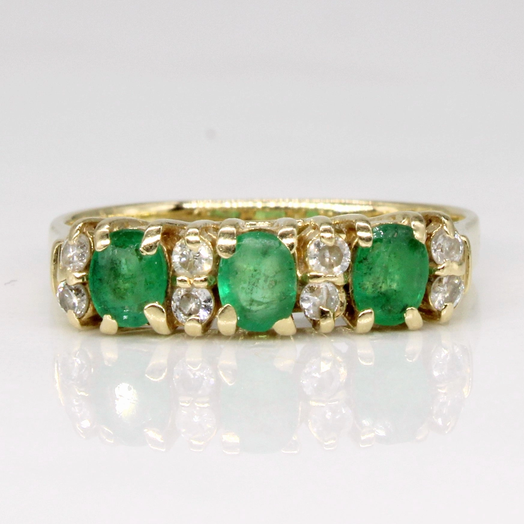 Emerald & Diamond Ring | 0.45ctw, 0.16ctw | SZ 6.5 | Handmade Details